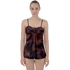 Brown Wool Texture Babydoll Tankini Set by kyorashop23