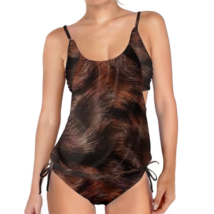 Brown Wool Texture Tankini Set