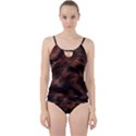 Brown Wool Texture Cut Out Top Tankini Set View1