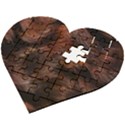 Brown Wool Texture Wooden Puzzle Heart View2