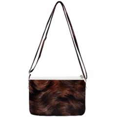 Brown Wool Texture Double Gusset Crossbody Bag