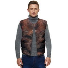 Brown Wool Texture Men s Button Up Puffer Vest	