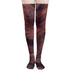 Brown Wool Texture Thigh High Stockings