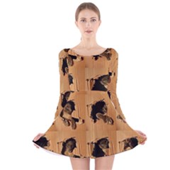 Carton, Brown Long Sleeve Velvet Skater Dress