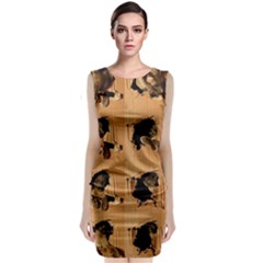 Carton, Brown Sleeveless Velvet Midi Dress