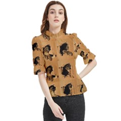 Carton, Brown Frill Neck Blouse