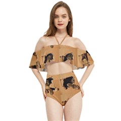 Carton, Brown Halter Flowy Bikini Set  by kyorashop23