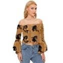 Carton, Brown Off Shoulder Flutter Bell Sleeve Top View3