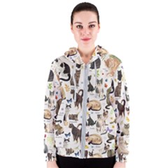 Cats, All, Collage, Cat Women s Zipper Hoodie