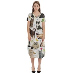 Cats, All, Collage, Cat T-shirt Midi Dress With Pockets by kyorashop23