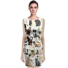 Cats, All, Collage, Cat Sleeveless Velvet Midi Dress