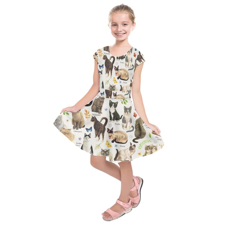 Cats, All, Collage, Cat Kids  Short Sleeve Dress