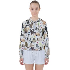 Cats, All, Collage, Cat Women s Tie Up Sweat