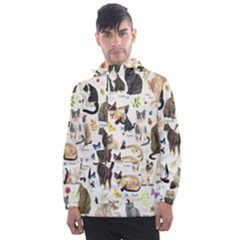 Cats, All, Collage, Cat Men s Front Pocket Pullover Windbreaker