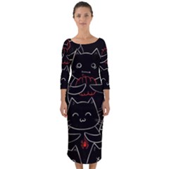 Catty Quarter Sleeve Midi Bodycon Dress by kyorashop23