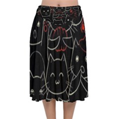 Catty Velvet Flared Midi Skirt