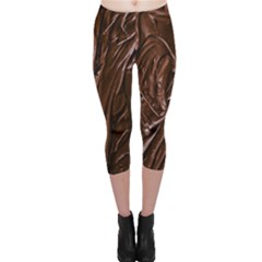 Chocolate Texture, Dark Chocolate Background Capri Leggings  by kyorashop23