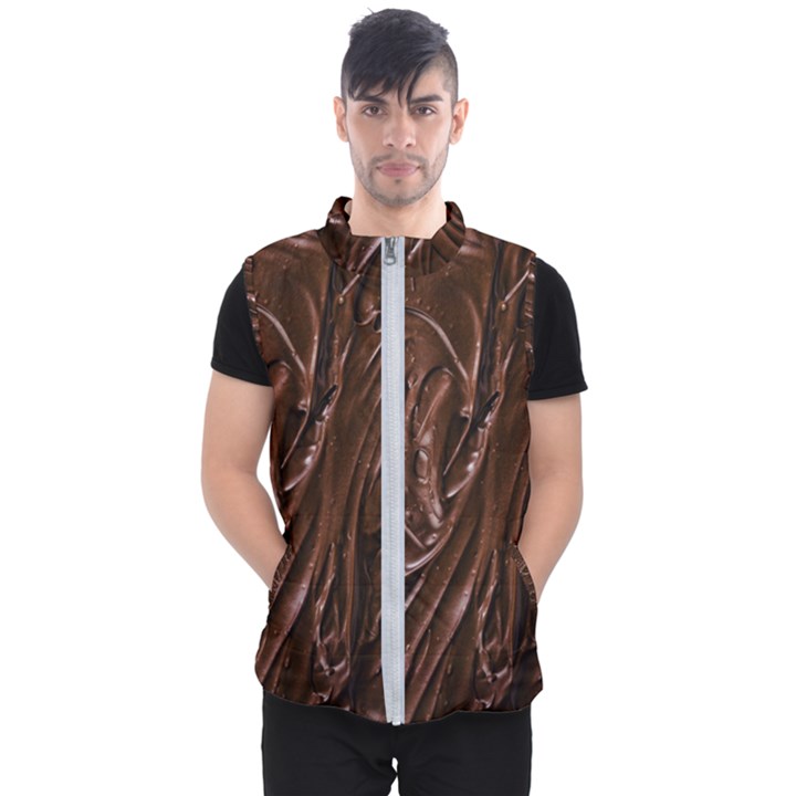 Chocolate Texture, Dark Chocolate Background Men s Puffer Vest