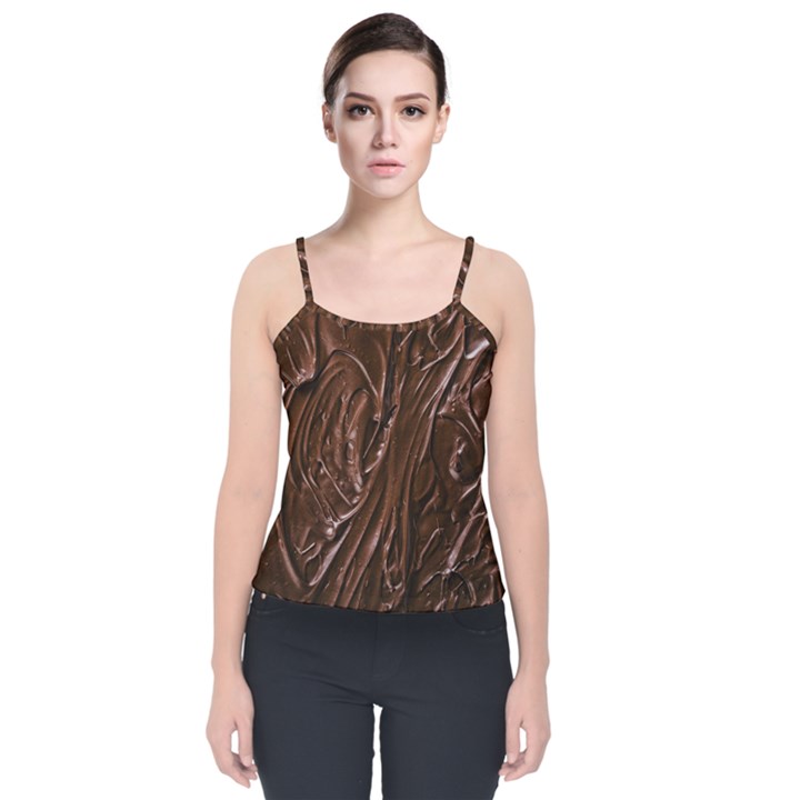 Chocolate Texture, Dark Chocolate Background Velvet Spaghetti Strap Top