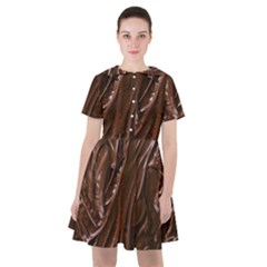 Chocolate Texture, Dark Chocolate Background Sailor Dress by kyorashop23