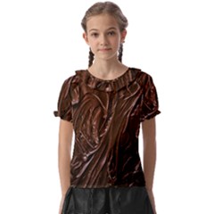 Chocolate Texture, Dark Chocolate Background Kids  Frill Chiffon Blouse by kyorashop23