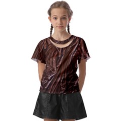 Chocolate Texture, Dark Chocolate Background Kids  Front Cut T-shirt by kyorashop23