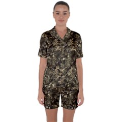 Camouflage Army Survival Uniform Satin Short Sleeve Pajamas Set