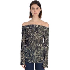 Camouflage Army Survival Uniform Off Shoulder Long Sleeve Top