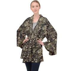 Camouflage Army Survival Uniform Long Sleeve Velvet Kimono  by Posterlux