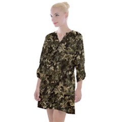 Camouflage Army Survival Uniform Open Neck Shift Dress