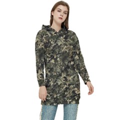 Camouflage Army Survival Uniform Women s Long Oversized Pullover Hoodie by Posterlux