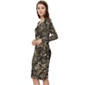 Camouflage Army Survival Uniform Long Sleeve V-Neck Bodycon Dress  View2