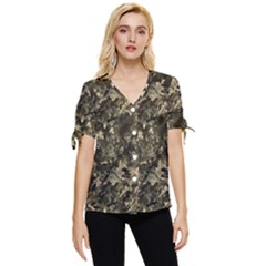 Camouflage Army Survival Uniform Bow Sleeve Button Up Top by Posterlux