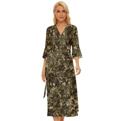 Camouflage Army Survival Uniform Midsummer Wrap Dress by Posterlux