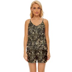 Camouflage Army Survival Uniform V-neck Satin Pajamas Set by Posterlux