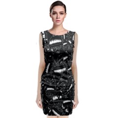 Cryptic Creature Pattern  Sleeveless Velvet Midi Dress