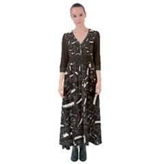 Cryptic Creature Pattern  Button Up Maxi Dress