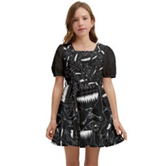 Cryptic Creature Pattern  Kids  Short Sleeve Dolly Dress by dflcprintsclothing