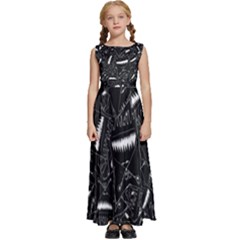 Cryptic Creature Pattern  Kids  Satin Sleeveless Maxi Dress by dflcprintsclothing