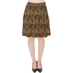 Blue Bloom Bouquet Velvet High Waist Skirt by GeekLover