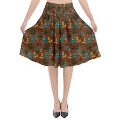 Blue Bloom Bouquet Flared Midi Skirt by GeekLover