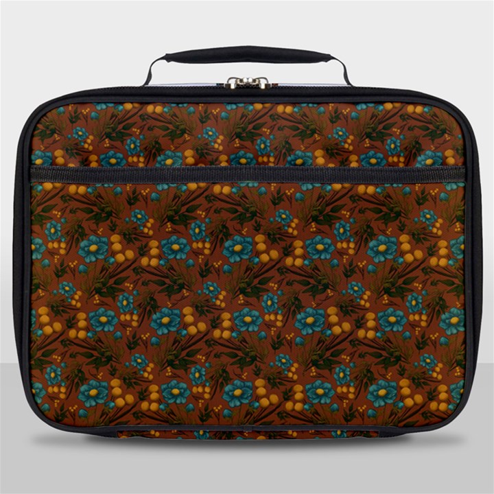 Blue Bloom Bouquet Full Print Lunch Bag