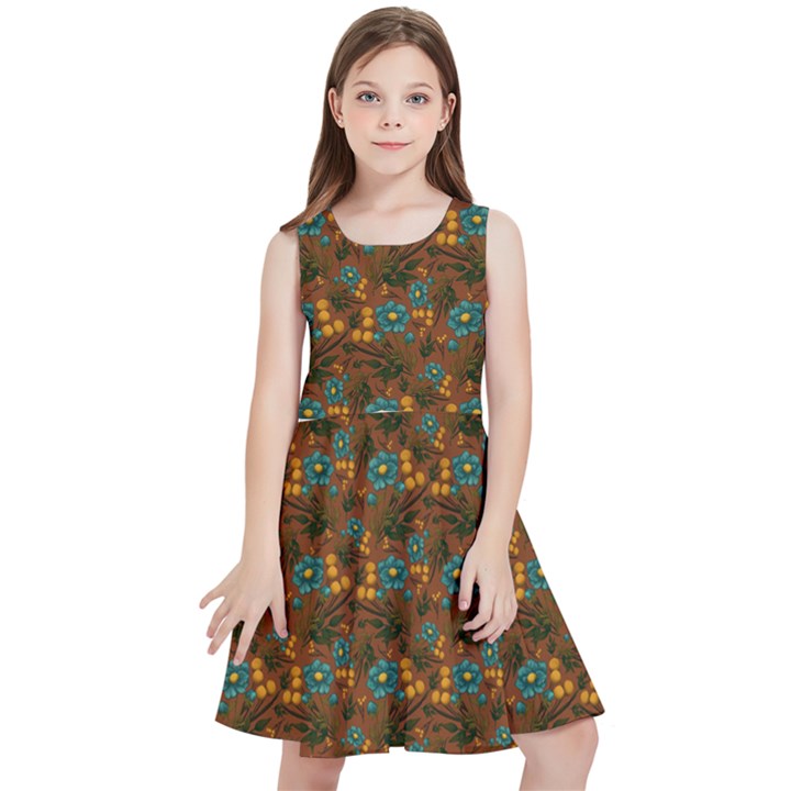 Blue Bloom Bouquet Kids  Skater Dress