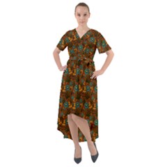 Blue Bloom Bouquet Front Wrap High Low Dress by GeekLover