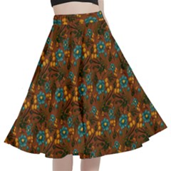 Blue Bloom Bouquet A-line Full Circle Midi Skirt With Pocket by GeekLover