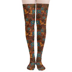 Blue Bloom Bouquet Thigh High Stockings