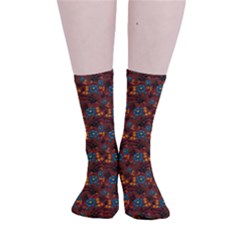 Blue Bloom Bouquet Smooth Crew Length Tube Socks