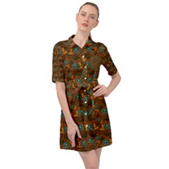 Blue Bloom Bouquet Belted Shirt Dress by GeekLover