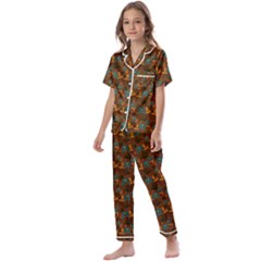 Blue Bloom Bouquet Kids  Satin Short Sleeve Pajamas Set by GeekLover