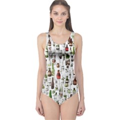 Bottle Chic Print Patterns One Piece Swimsuit by BellaVistaTshirt02